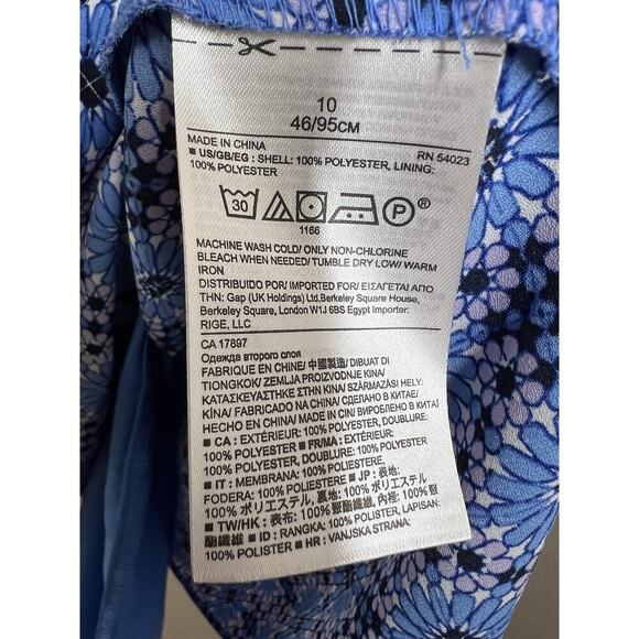 Banana Republic Tile Print Ruffle Dress Size 10 Blue Summer Lilac - Picture 4 of 5